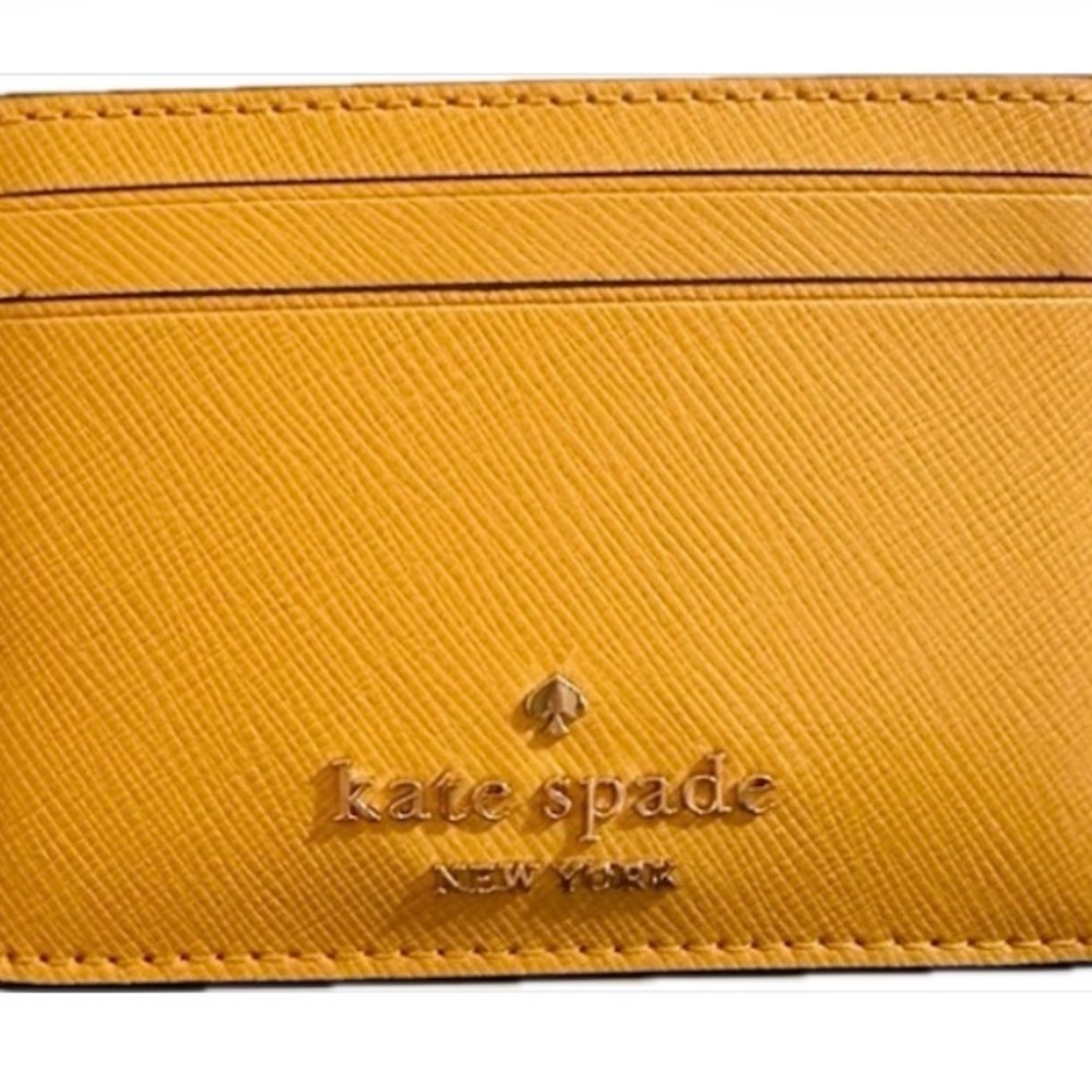 KATE SPADE Madison Daffodil Yellow Card Holder in Saffiano Leather Gold Hardware - Picture 7 of 8